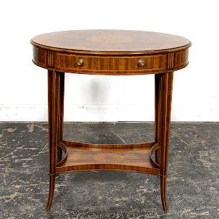 Baker Federal Style Oval Inlaid Side Table