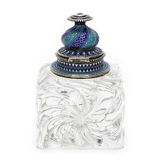 A. Karpov 88 Silver and Enamel Baccarat Inkwell
