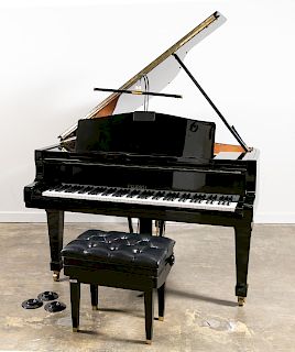 Feurich Model 173 Black Grand Piano with Bench