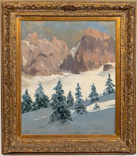 Tony Haller, Dolomite Mountains In Winter Painting