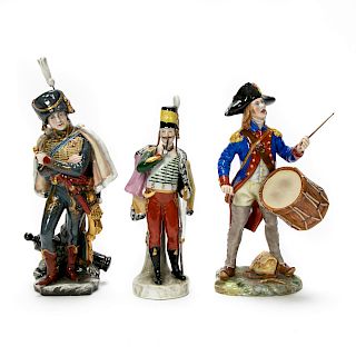 Three German & Italian Porcelain Military Figures