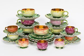 28 Pc, Carl Knoll Carlsbad Rose Cup Porcelain Set