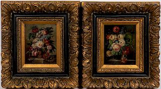 Pair, Dutch Baroque Style Floral Still Life Oils