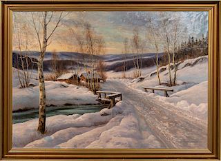 Jens Christian Bennedsen "Snowy Mountain Path" Oil