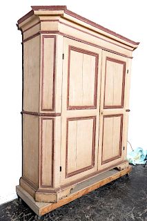 Large Continental Polychrome Distressed Cabinet