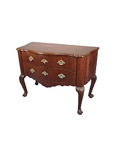 Early 19th C. Dutch Mahogany Two-Drawer Commode