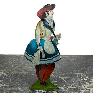 20th C. Figural Polychrome Painted Dummy Board