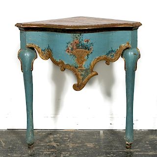 Venetian Polychrome Painted Corner Table