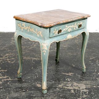 Italian Blue Painted 1-Drawer Stand