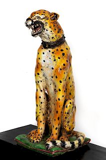 19th Century, Italian Majolica Cheetah/Leopard