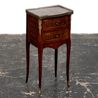 Italian Rococo Style Marquetry Marble Top Table