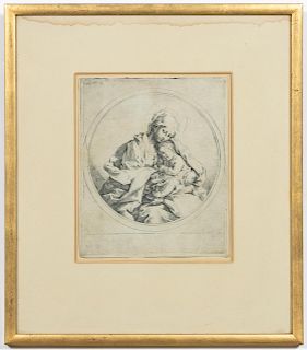 Guido Reni Madonna and Child in the Round" Etching
