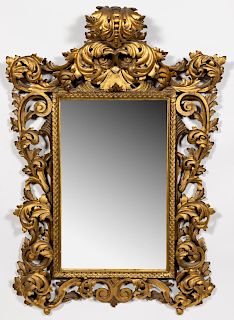 Italian Baroque Style Carved Gilt Wood Mirror