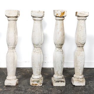 Set of Four Continental Painted Stone Balusters