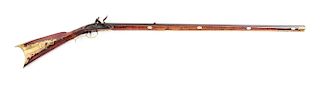 (A) DECORATIVE FLINTLOCK KENTUCKY RIFLE IN THE STYLE OF JOHN YOUNG.