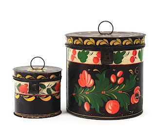 2 PIECE TINWARE CANISTERS. CONNECTICUT. EARLY 19TH CENTURY.