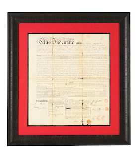 RARE INDENTURE SIGNED BY LANCASTER KENTUCKY RIFLE MAKER JON GONTER DATED 1815.