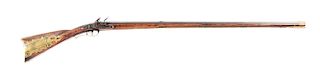 (A) RELIEF CARVED YORK COUNTY FLINTLOCK RIFLE SIGNED HECKERT 