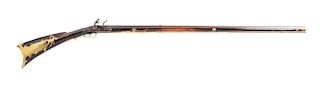 (A) FINELY INLAID KENTUCKY RIFLE SIGNED HENRY YOUNG.