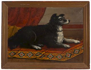 Fine Folk Art Painting of Dog