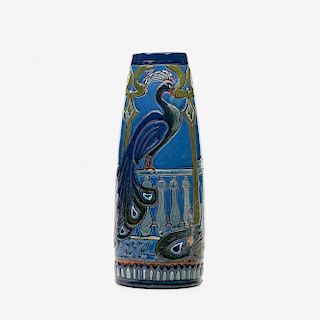 Frederick Hurten Rhead for Jervis Pottery, rare peacock vase