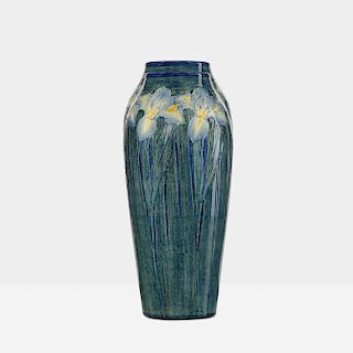 Anna Frances Simpson for Newcomb College Pottery, early vase with irises