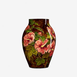 John Bennett, large vase with hibiscus flowers