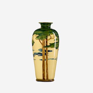 Pauline Pottery, rare vase with pine trees