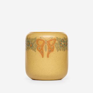 Marblehead Pottery, vase with stylized butterflies and flowers