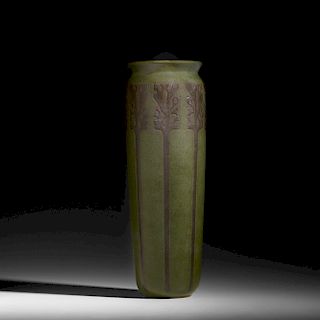 Arthur Hennessey and Sarah Tutt for Marblehead Pottery, large vase with conventionalized trees