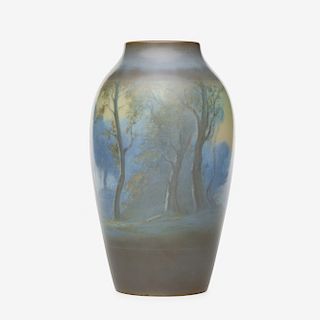 Fred Rothenbusch for Rookwood Pottery, banded scenic Vellum vase