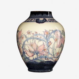 Lorinda Epply for Rookwood Pottery, large Ivory Jewel Porcelain vase with flowers