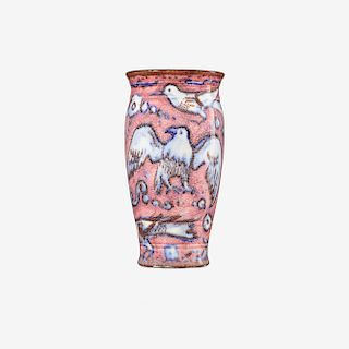 Jens Jensen for Rookwood Pottery, Ivory Jewel Porcelain vase with birds