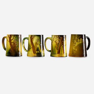 Grace Young and Kataro Shirayamadani for Rookwood Pottery, Standard Glaze mugs, set of four