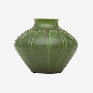 Wilhelmina Post for Grueby Faience Company, rare lobed vase