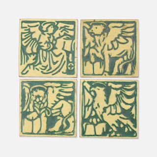 Grueby Faience Company, Evangelist tiles, set of four