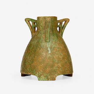 Roseville Pottery, rare three-handled Crystalis vase