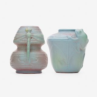 Weller Pottery, rare Fru-Russett vases, set of two