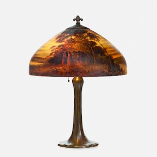 Handel, sunset landscape table lamp with lobed shade