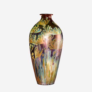 Jacques Sicard for Weller Pottery, large vase with chrysanthemums