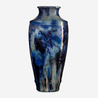 Pewabic Pottery, tall iridescent baluster vase