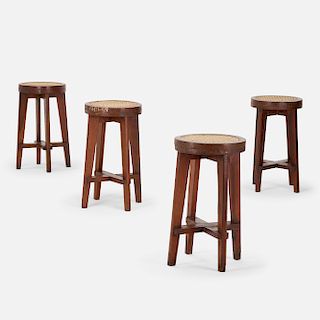 Pierre Jeanneret, stools from Punjab University, Chandigarh, set of four