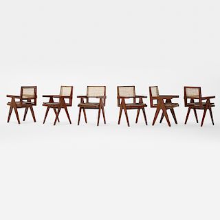 Pierre Jeanneret, Office Cane armchairs from Chandigarh, set of six