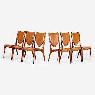 Vladimir Kagan, Shield back dining chairs model VK 103, set of six