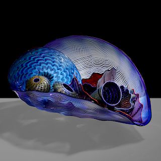 Dale Chihuly, large Imperial Blue and Purple Seaform Set