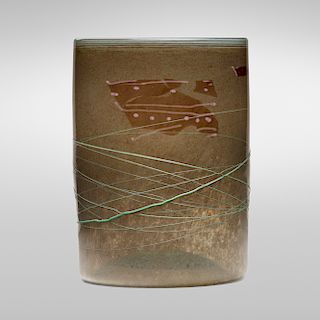 Dale Chihuly, Early Taupe Blanket Cylinder and Green Wrap
