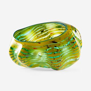 Dale Chihuly, Amarna Green Macchia with Blue Lip Wrap