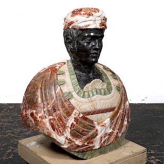 Large Italian Mixed Marble Bust of a Moor