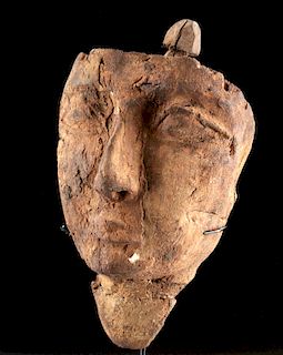Egyptian Painted Carved Wood Mummy Mask