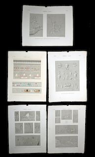 Five 19th C. French Engravings of Thebes Karnak Complex